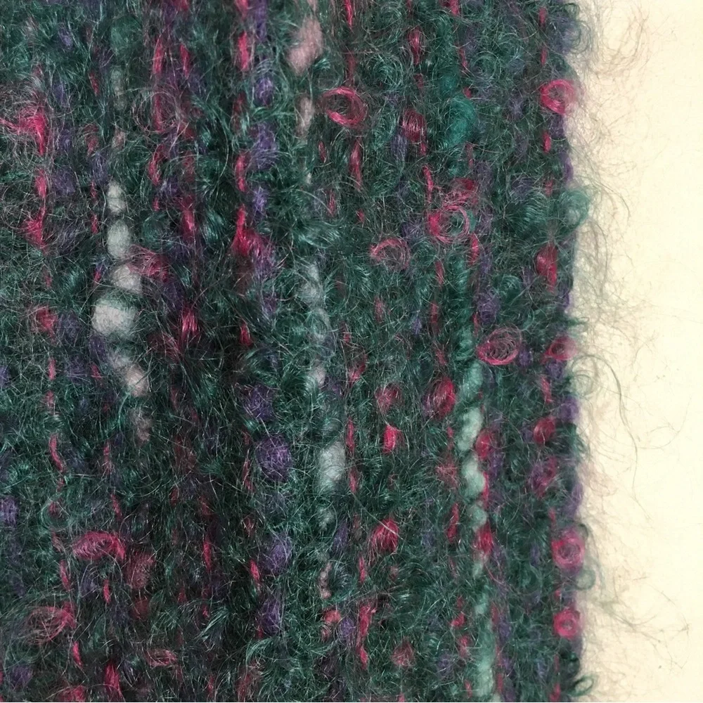 Fuzzy Dark Teal & Magenta Winter Scarf, Pre-Loved - Picture 2 of 3
